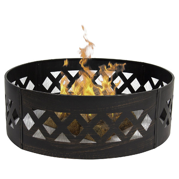 Heavy Duty CrosswCampfire Metal Fire Pit Ring Outdoor Fire Circle