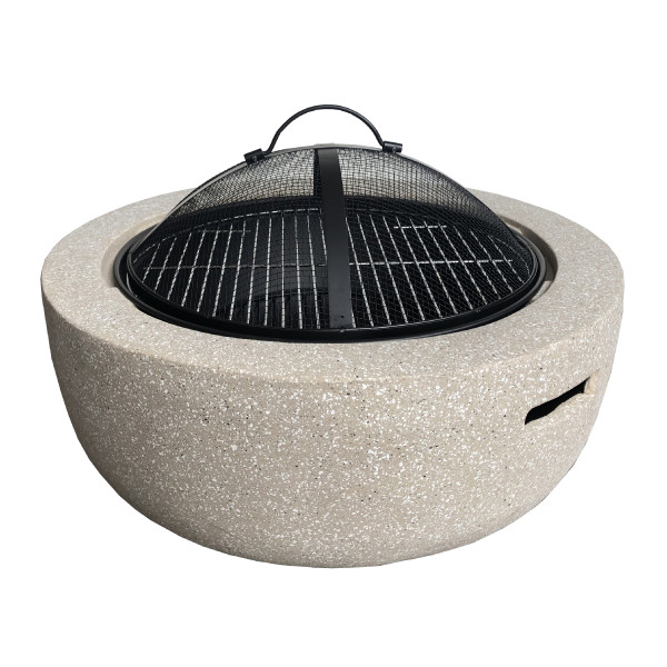 Outdoor garden round shape fire pit bowl magnesia wood burning portable camping smokeless concrete brazier