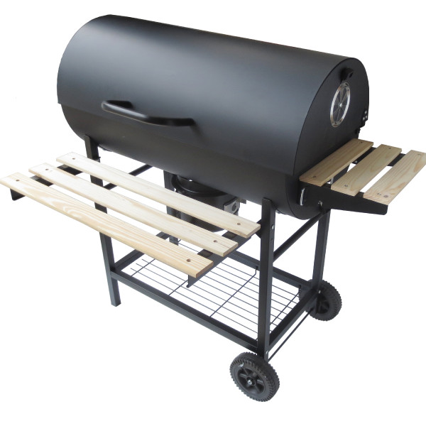 Popular large Barrel bbq charcoal grill with useful shelves